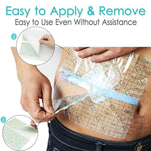 Hola Health Wasserdichte Duschabdeckung für Dialyse-Port, PICC-Leitung, Chemo-Port, Ernährungssonde – 25er-Pack, 20 x 20 cm