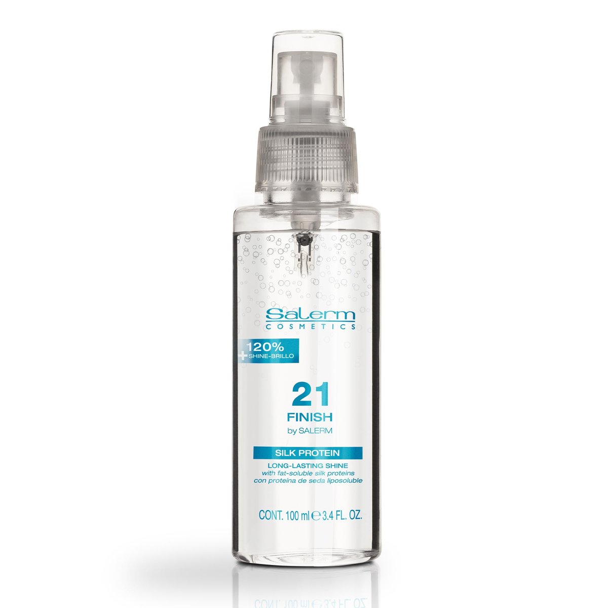 SALERM Illuminating Hair Spray – Salerm 21 Finish – 100 ml – mit Seidenproteinen – für sofortigen Glanz und Hitzeschutz
