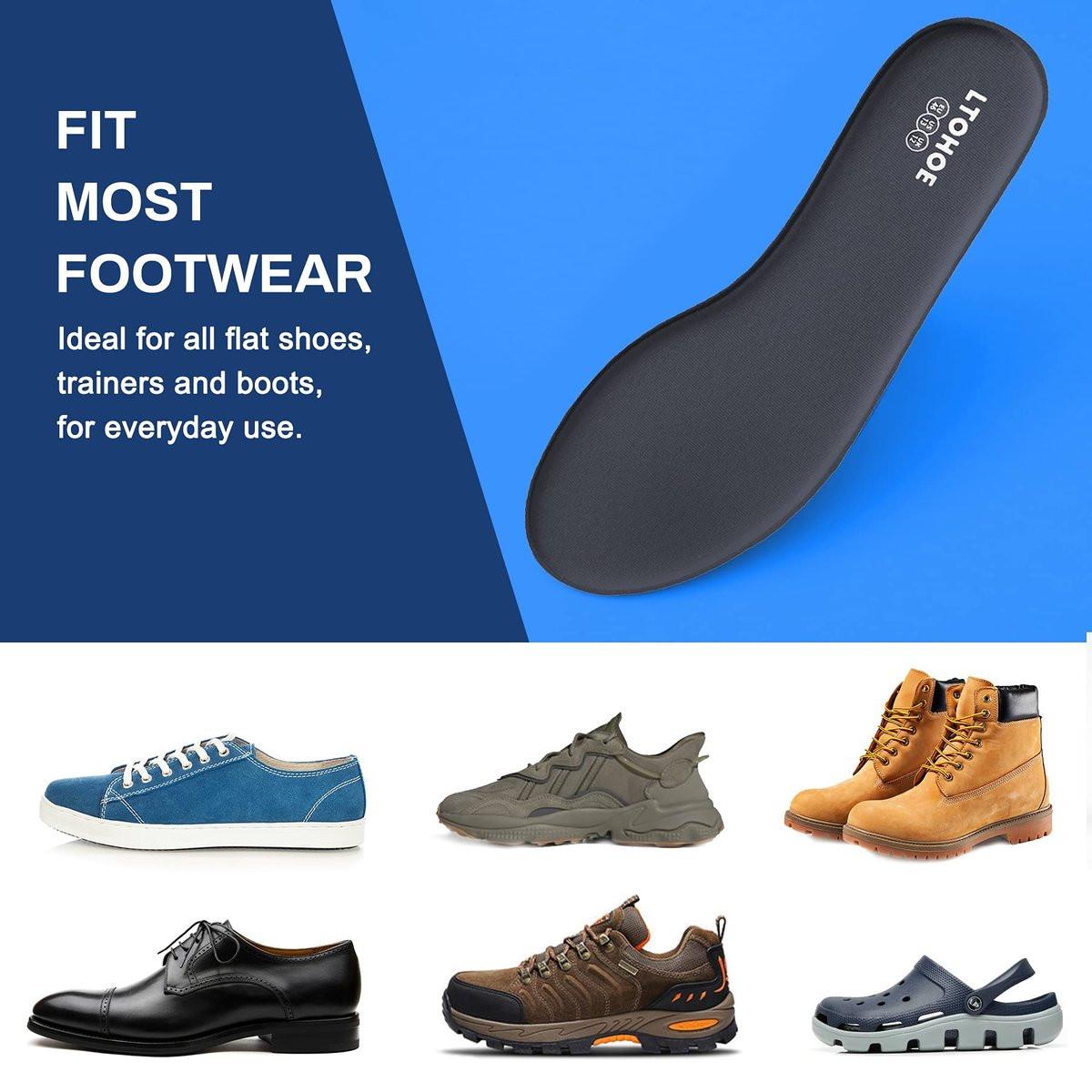 Memory Foam Einlegesohlen für Herren, Ersatz-Schuheinlagen für Arbeitsstiefel, Laufschuhe, Wanderschuhe, Sneaker, Polsternde Schuheinlagen zur Fußschmerzlinderung, Bequeme Innensohlen 6mm Navy US 9