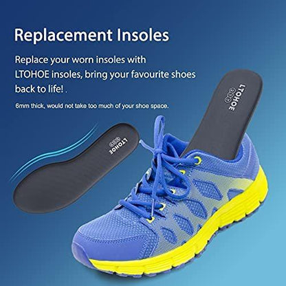Memory Foam Einlegesohlen für Herren, Ersatz-Schuheinlagen für Arbeitsstiefel, Laufschuhe, Wanderschuhe, Sneaker, Polsternde Schuheinlagen zur Fußschmerzlinderung, Bequeme Innensohlen 6mm Navy US 9