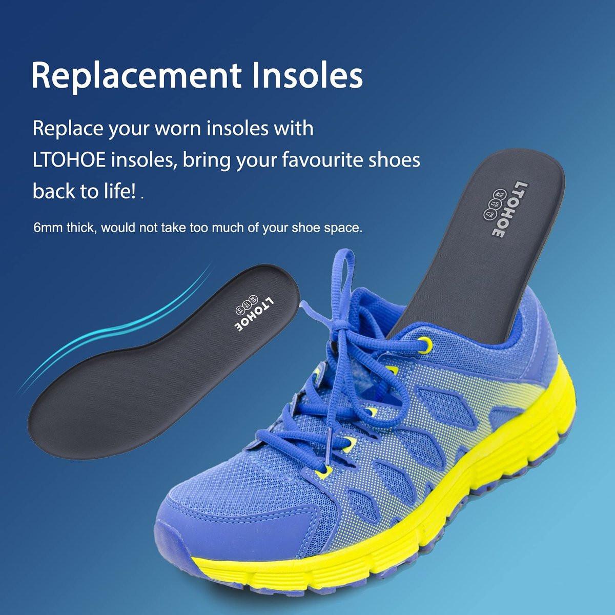Memory Foam Einlegesohlen für Herren, Ersatz-Schuheinlagen für Arbeitsstiefel, Laufschuhe, Wanderschuhe, Sneaker, Polsternde Schuheinlagen zur Fußschmerzlinderung, Bequeme Innensohlen 6mm Navy US 9