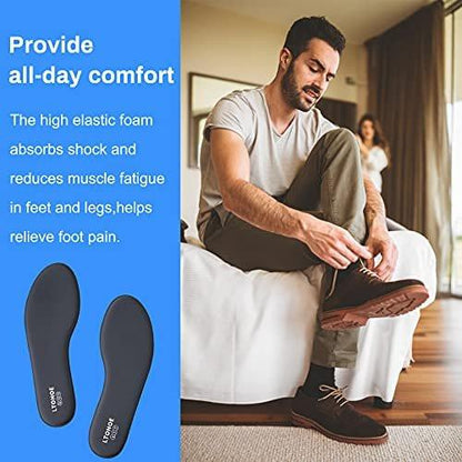 Memory Foam Einlegesohlen für Herren, Ersatz-Schuheinlagen für Arbeitsstiefel, Laufschuhe, Wanderschuhe, Sneaker, Polsternde Schuheinlagen zur Fußschmerzlinderung, Bequeme Innensohlen 6mm Navy US 9
