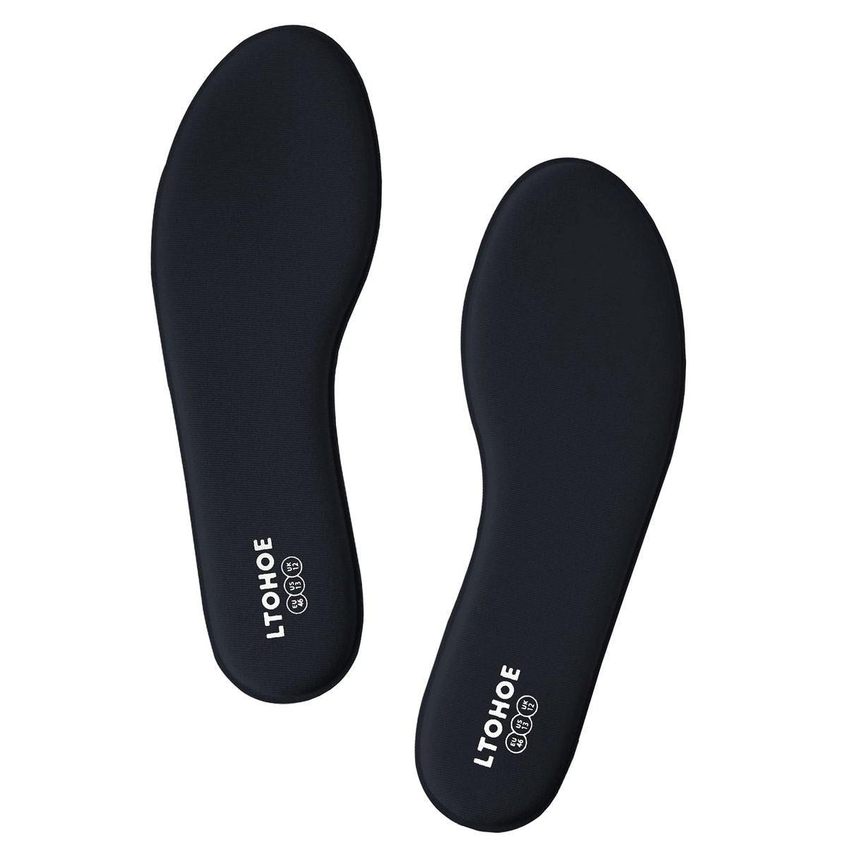 Memory Foam Einlegesohlen für Herren, Ersatz-Schuheinlagen für Arbeitsstiefel, Laufschuhe, Wanderschuhe, Sneaker, gepolsterte Schuheinlagen zur Fußschmerzlinderung, bequeme Innensohlen 6mm Schwarz US 10