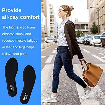 Memory Foam Einlegesohlen für Damen, Ersatz-Schuheinlagen für Arbeitsstiefel, Laufschuhe, Wanderschuhe, Sneaker, Dämpfende Schuheinlagen zur Fußschmerzlinderung, Komfort-Innensohlen 6mm Schwarz US 7