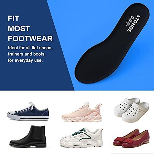 Memory Foam Einlegesohlen für Damen, Ersatz-Schuheinlagen für Arbeitsstiefel, Laufschuhe, Wanderschuhe, Sneaker, Dämpfende Schuheinlagen zur Fußschmerzlinderung, Komfort-Innensohlen 6mm Schwarz US 7