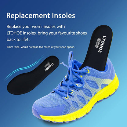 Memory Foam Einlegesohlen für Damen, Ersatz-Schuheinlagen für Arbeitsstiefel, Laufschuhe, Wanderschuhe, Sneaker, Dämpfende Einlegesohlen zur Stoßdämpfung und Fußschmerzlinderung, Komfort-Innensohlen, Schwarz US 7.5