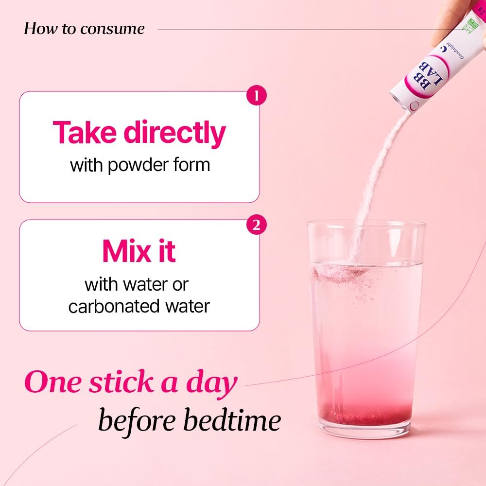 BB LAB Good Night Low Molecular Collagen Pulver-Stick – Halal-zertifiziertes koreanisches Meerescollagen mit Vitamin C & Glycin, Mischbeerengeschmack, 60g