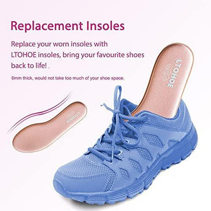 Memory Foam Einlegesohlen für Damen – Komfortable Schuheinlagen für Arbeitsschuhe, Laufschuhe, Wanderschuhe, Sneaker – Stoßdämpfende Innensohlen gegen Fußschmerzen – Rosa, US 9.5