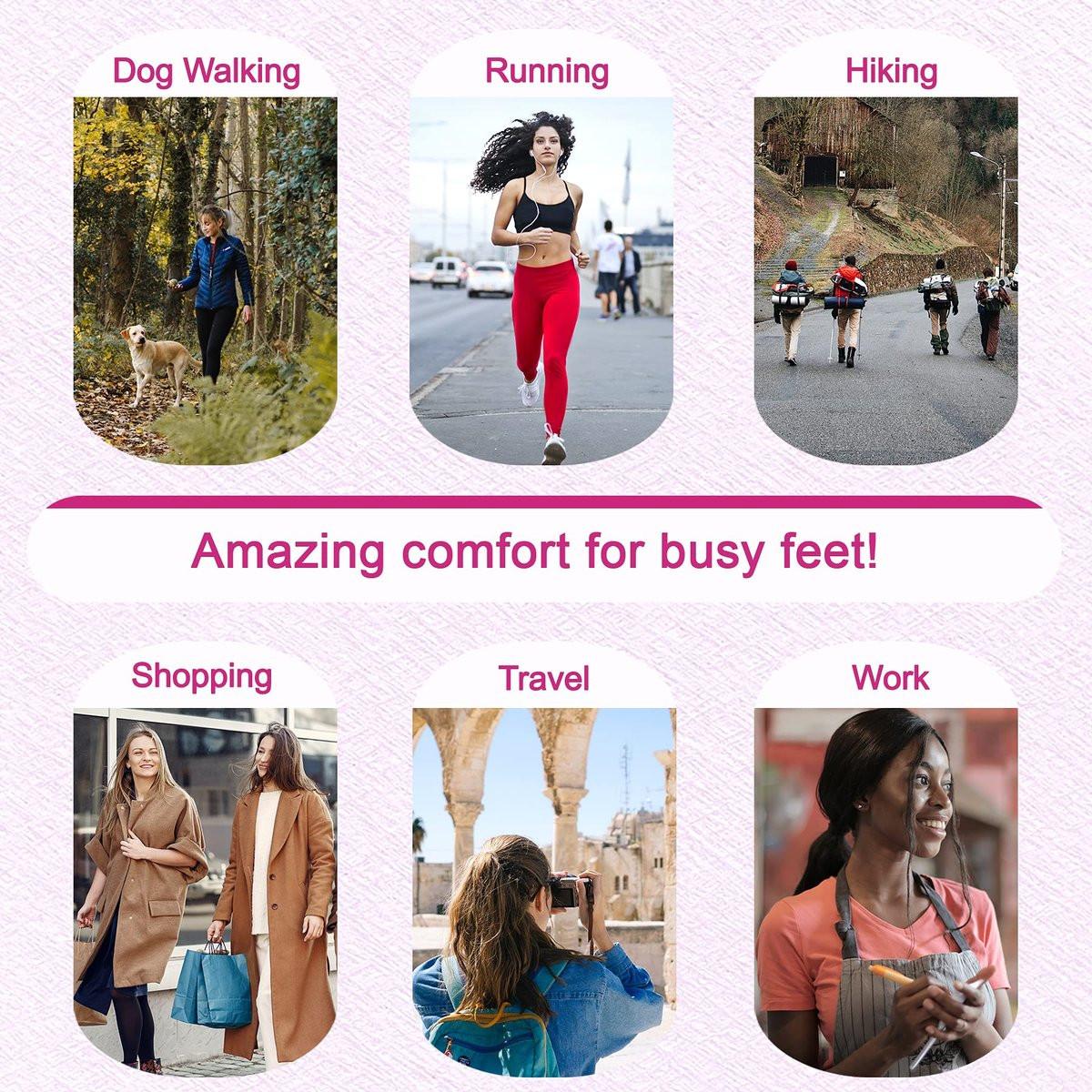 Memory Foam Einlegesohlen für Damen – Komfortable Schuheinlagen für Arbeitsschuhe, Laufschuhe, Wanderschuhe, Sneaker – Stoßdämpfende Innensohlen gegen Fußschmerzen – Rosa, US 9.5