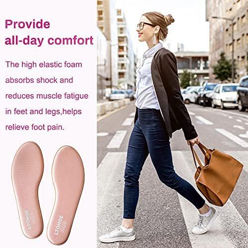 Memory Foam Einlegesohlen für Damen – Komfortable Schuheinlagen für Arbeitsschuhe, Laufschuhe, Wanderschuhe, Sneaker – Stoßdämpfende Innensohlen gegen Fußschmerzen – Rosa, US 9.5