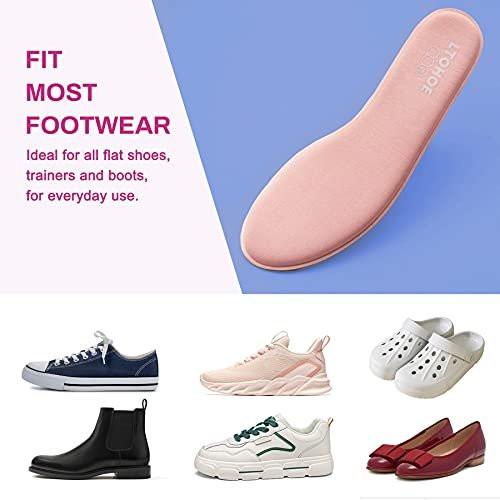 Memory Foam Einlegesohlen für Damen – Komfortable Schuheinlagen für Arbeitsschuhe, Laufschuhe, Wanderschuhe, Sneaker – Stoßdämpfende Innensohlen gegen Fußschmerzen – Rosa, US 9.5