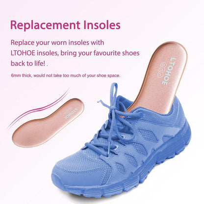 Memory Foam Einlegesohlen für Damen – Komfortable Schuheinlagen für Arbeitsschuhe, Laufschuhe, Wanderschuhe, Sneaker – Stoßdämpfende Innensohlen gegen Fußschmerzen – Rosa, US 9.5