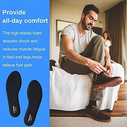 Memory Foam Einlegesohlen für Herren, Ersatz-Schuheinlagen für Arbeitsstiefel, Laufschuhe, Wanderschuhe, Sneaker, gepolsterte Schuheinlagen zur Fußschmerzlinderung, bequeme Innensohlen 6mm Schwarz US 10
