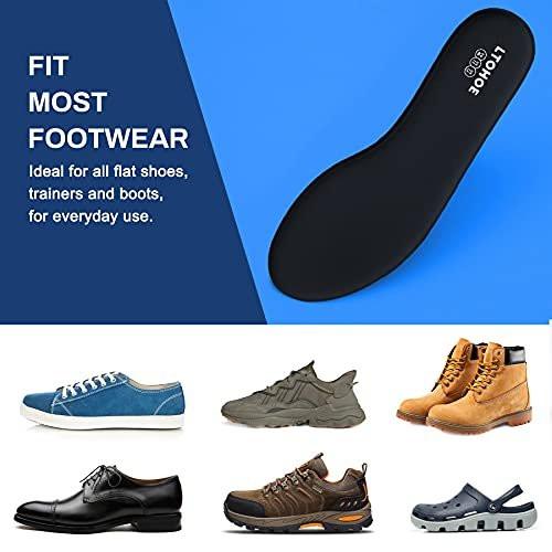 Memory Foam Einlegesohlen für Herren, Ersatz-Schuhsohlen für Arbeitsstiefel, Laufschuhe, Wanderschuhe, Sneaker, Polsternde Schuhsohlen gegen Fußschmerzen, Komfort-Innensohlen 6mm Schwarz US 9