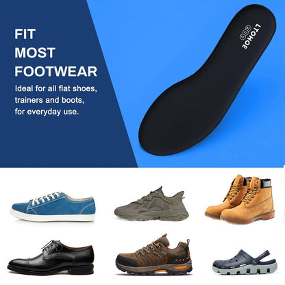 Memory Foam Einlegesohlen für Herren, Ersatz-Schuhsohlen für Arbeitsstiefel, Laufschuhe, Wanderschuhe, Sneaker, Polsternde Schuhsohlen gegen Fußschmerzen, Komfort-Innensohlen 6mm Schwarz US 9