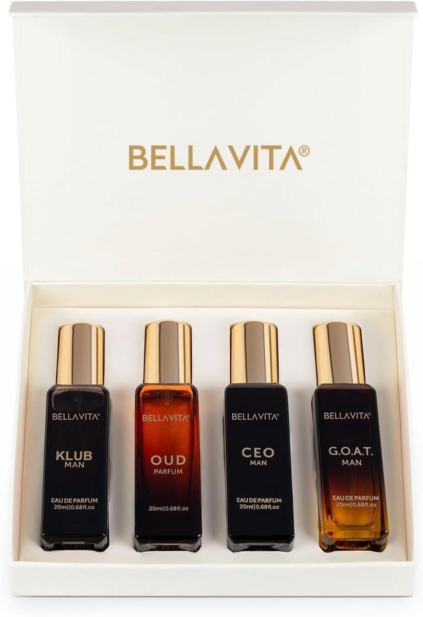Bellavita Luxury Herren Parfüm Geschenkset mit CEO Man, G.O.A.T., Klub und Oud | 80 ml | Langanhaltender Herrenduft mit Lavendel, Patschuli, Zitrone und Karamell