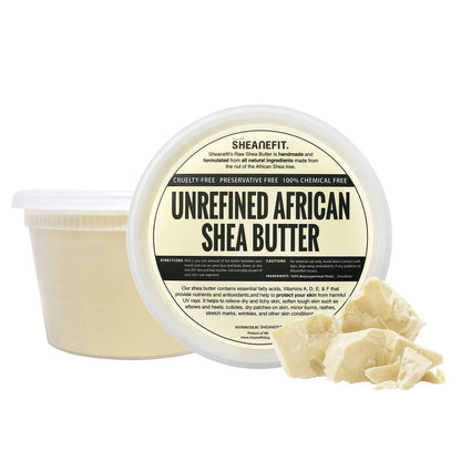 Sheanefit Rohe unraffinierte afrikanische Sheabutter – natürliche Körperbutter für weiche & geschmeidige Haut, tägliche Feuchtigkeitspflege für Gesicht & Körper, Elfenbein 454 g (1er-Pack)