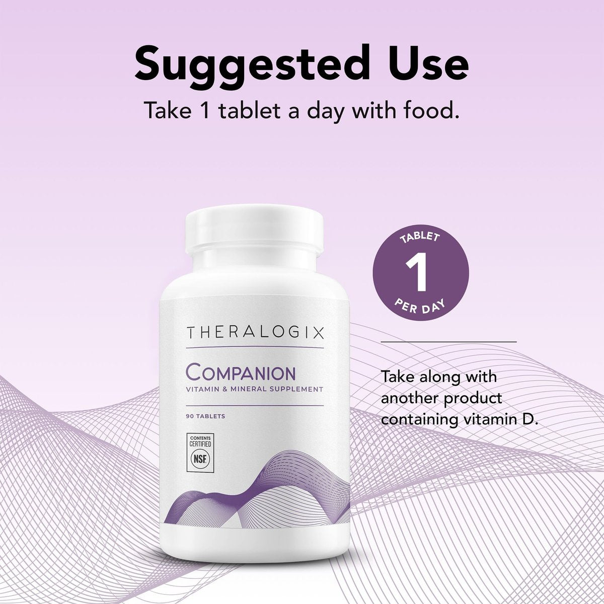 Theralogix Companion Multivitamin & Mineral Supplement - 90-Tage-Vorrat - Nahrungsergänzung für Frauen und Männer ohne Eisen, Vitamin D oder Vitamin K - B-Vitamine, Zink & Magnesium - NSF-zertifiziert - 90 Tabletten