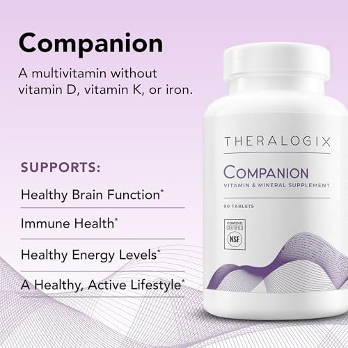 Theralogix Companion Multivitamin & Mineral Supplement - 90-Tage-Vorrat - Nahrungsergänzung für Frauen und Männer ohne Eisen, Vitamin D oder Vitamin K - B-Vitamine, Zink & Magnesium - NSF-zertifiziert - 90 Tabletten