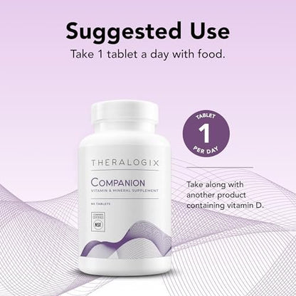 Theralogix Companion Multivitamin & Mineral Supplement - 90-Tage-Vorrat - Nahrungsergänzung für Frauen und Männer ohne Eisen, Vitamin D oder Vitamin K - B-Vitamine, Zink & Magnesium - NSF-zertifiziert - 90 Tabletten