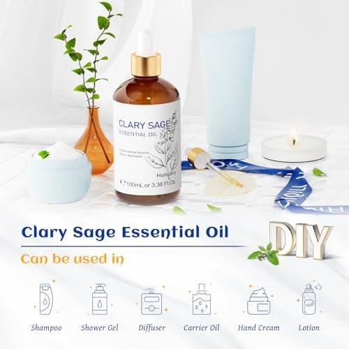 HIQILI Salbeiöl – 100 ml Bio-ätherisches Öl für Meditation, Schlaf & Massage