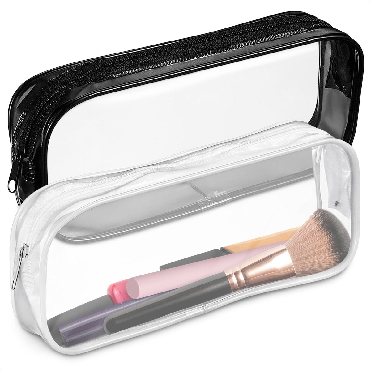 Durchsichtige Kosmetiktasche für die Handtasche 2er Set – 7,78 x 3,15 x 1,37 cm – Wasserfeste PVC-Beutel für Reise, Alltag und unterwegs