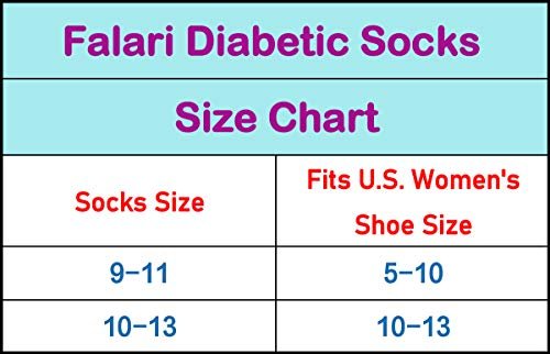 Falari Damen Diabetikersocken – Bequeme Baumwoll-Socken für geschwollene Füße, Durchblutungsstörungen & Ödeme – 6 Paar (Crew-Länge, gemischt, Größe 9-11)