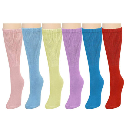 Falari Damen Diabetikersocken – Bequeme Baumwoll-Socken für geschwollene Füße, Durchblutungsstörungen & Ödeme – 6 Paar (Crew-Länge, gemischt, Größe 9-11)