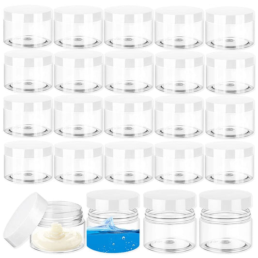 24 Stück 30ml Plastik-Kosmetikdosen, runde auslaufsichere durchsichtige Behälter mit Deckel, nachfüllbare kleine Aufbewahrungsdosen für Slime, Kosmetik, Lotion, Süßigkeiten, Basteln