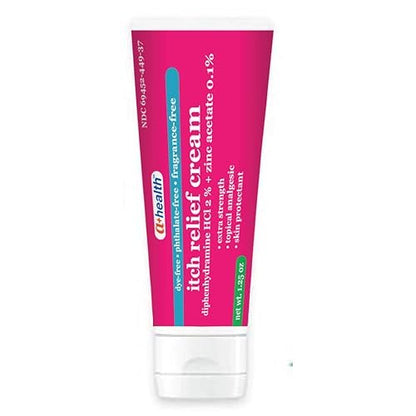 A+Health Juckreiz Creme 1,25 Unzen, Extra Starkes Diphenhydramin HCl Topisches Analgetikum Hautschutzmittel Lindert Schmerzen Juckreiz von Insektenstichen, leichten Verbrennungen, Giftefeu, Duftstofffrei