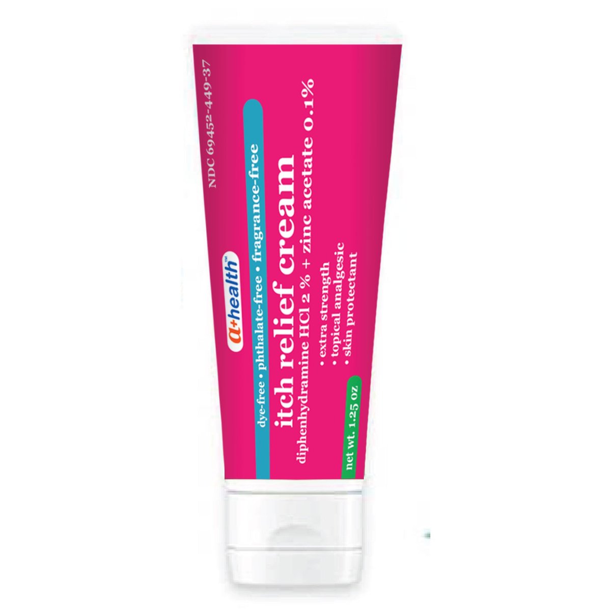 A+Health Juckreiz Creme 1,25 Unzen, Extra Starkes Diphenhydramin HCl Topisches Analgetikum Hautschutzmittel Lindert Schmerzen Juckreiz von Insektenstichen, leichten Verbrennungen, Giftefeu, Duftstofffrei