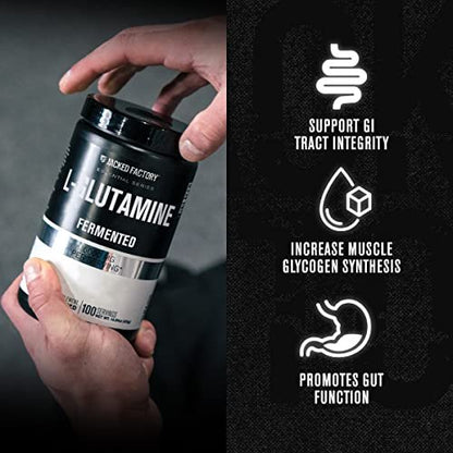 Jacked Factory L-Glutamin Pulver 100 Portionen - Veganes fermentiertes L-Glutamin Supplement für Muskelregeneration, Immunsystem und Verdauungsgesundheit | Ohne künstliche Füllstoffe - Geschmacksneutral