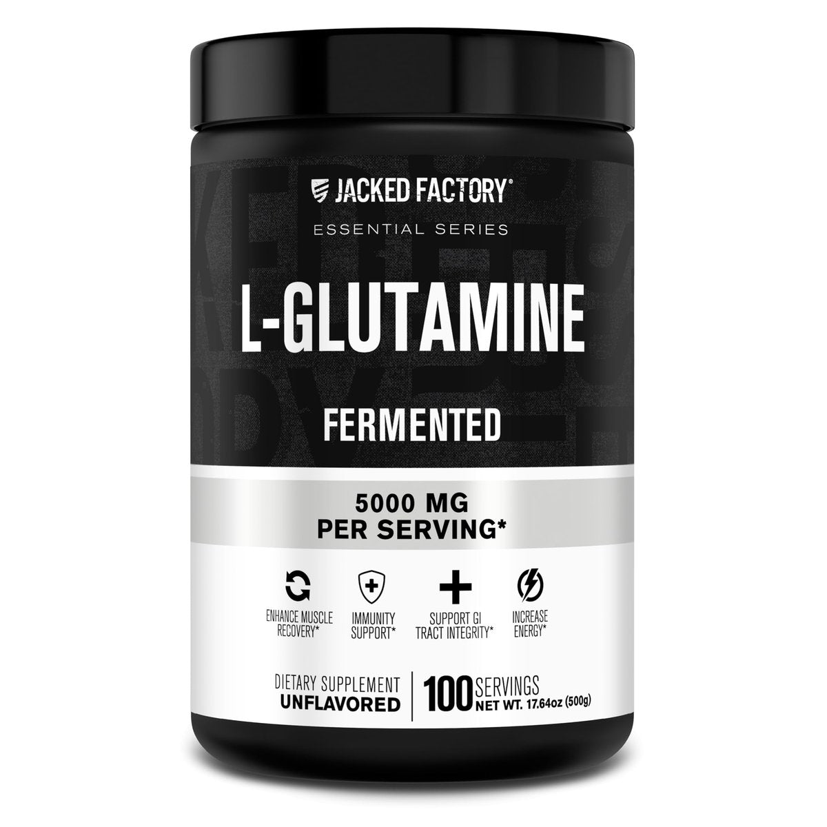 Jacked Factory L-Glutamin Pulver 100 Portionen - Veganes fermentiertes L-Glutamin Supplement für Muskelregeneration, Immunsystem und Verdauungsgesundheit | Ohne künstliche Füllstoffe - Geschmacksneutral