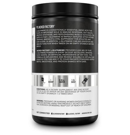 Jacked Factory L-Glutamin Pulver 100 Portionen - Veganes fermentiertes L-Glutamin Supplement für Muskelregeneration, Immunsystem und Verdauungsgesundheit | Ohne künstliche Füllstoffe - Geschmacksneutral
