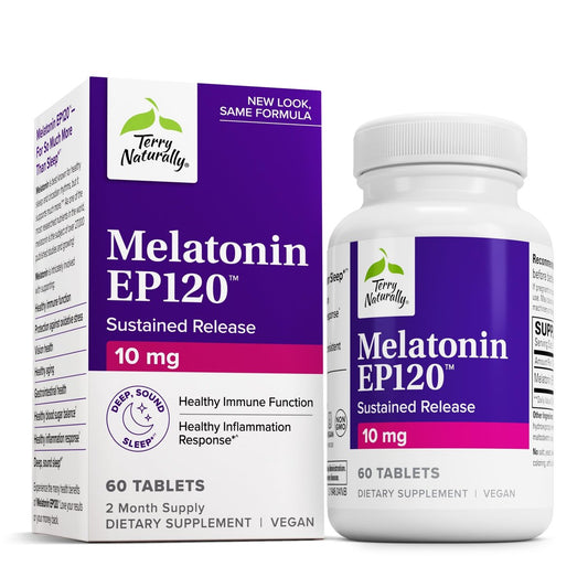 Terry Naturally Melatonin EP 120 10 mg – Schlafunterstützung mit Antioxidantien, glutenfrei, 60 Tabletten