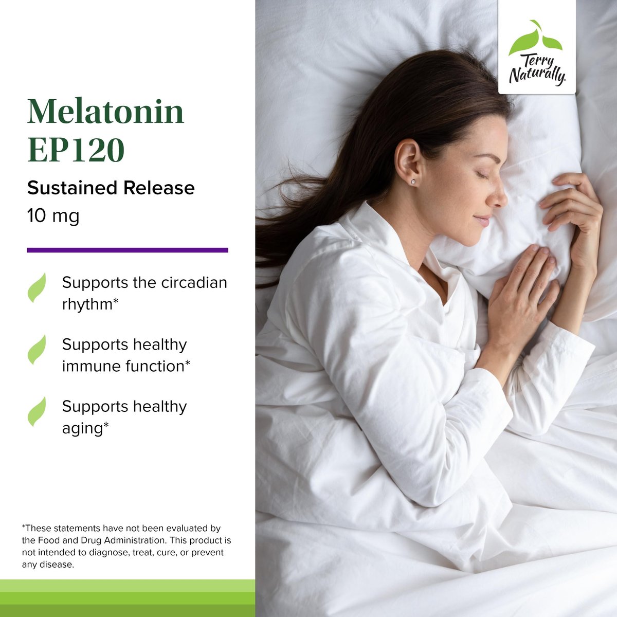 Terry Naturally Melatonin EP 120 10 mg – Schlafunterstützung mit Antioxidantien, glutenfrei, 60 Tabletten