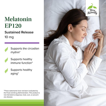 Terry Naturally Melatonin EP 120 10 mg – Schlafunterstützung mit Antioxidantien, glutenfrei, 60 Tabletten