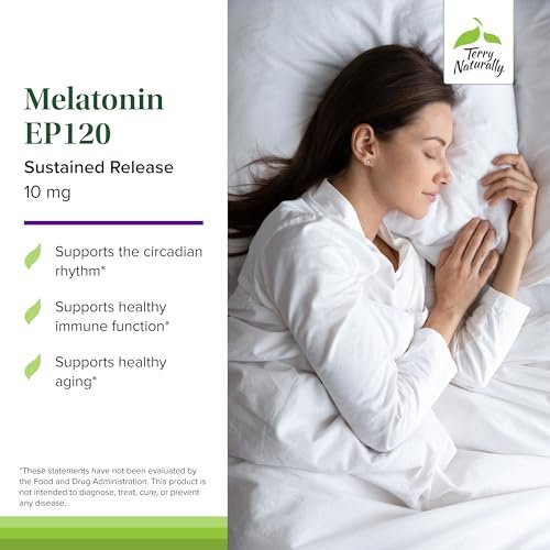 Terry Naturally Melatonin EP 120 10 mg – Schlafunterstützung mit Antioxidantien, glutenfrei, 60 Tabletten