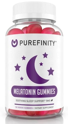 PUREFINITY Melatonin Gummis 5 mg für Kinder – Jeder leckere Gummibär enthält 2,5 mg (2 pro Portion) für einfache Anpassung deiner Nacht, glutenfrei, nicht-GVO, vegan, 120 Stück