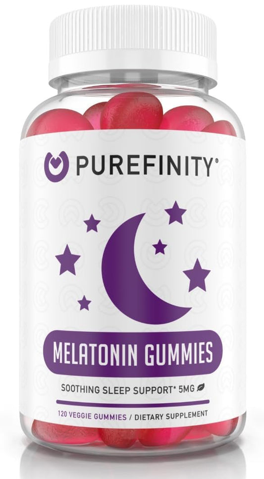 PUREFINITY Melatonin Gummis 5 mg für Kinder – Jeder leckere Gummibär enthält 2,5 mg (2 pro Portion) für einfache Anpassung deiner Nacht, glutenfrei, nicht-GVO, vegan, 120 Stück