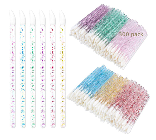 300 Stück Glitzer-Crystal-Lippenpinsel, Einweg-Lippenpinsel-Set, Lipgloss-Applikatoren, Make-up-Pinsel, Lippenstift-Applikator, Beauty-Werkzeug-Set (Gold)