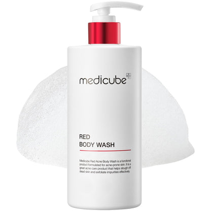 medicube Red Body Wash – Niedriger pH-Wert & Feuchtigkeitsspendender Reiniger mit Salicylsäure, Milchsäure, Niacinamid und Hyaluronsäure gegen Rückenakne | Koreanische Hautpflege 14,1 Fl.oz