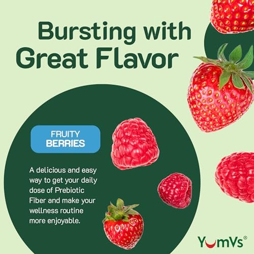 YumVs Zuckerfreie Ballaststoff Gummibärchen für Erwachsene – 4g Präbiotikum für Darm & Verdauung – Keto-freundlich, vegan, glutenfrei – Beerengeschmack – 60 Stück