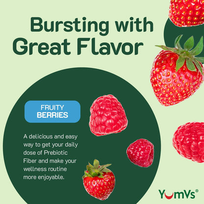 YumVs Zuckerfreie Ballaststoff Gummibärchen für Erwachsene – 4g Präbiotikum für Darm & Verdauung – Keto-freundlich, vegan, glutenfrei – Beerengeschmack – 60 Stück