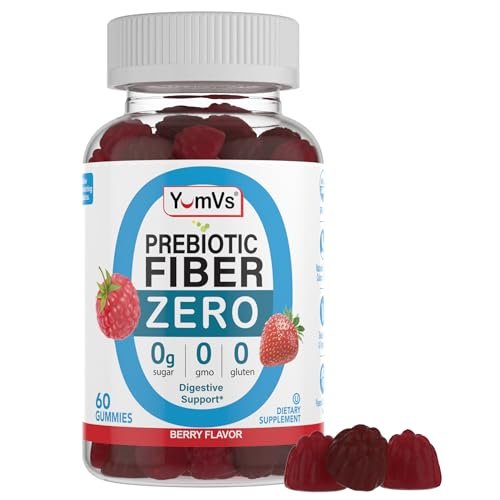YumVs Zuckerfreie Ballaststoff Gummibärchen für Erwachsene – 4g Präbiotikum für Darm & Verdauung – Keto-freundlich, vegan, glutenfrei – Beerengeschmack – 60 Stück