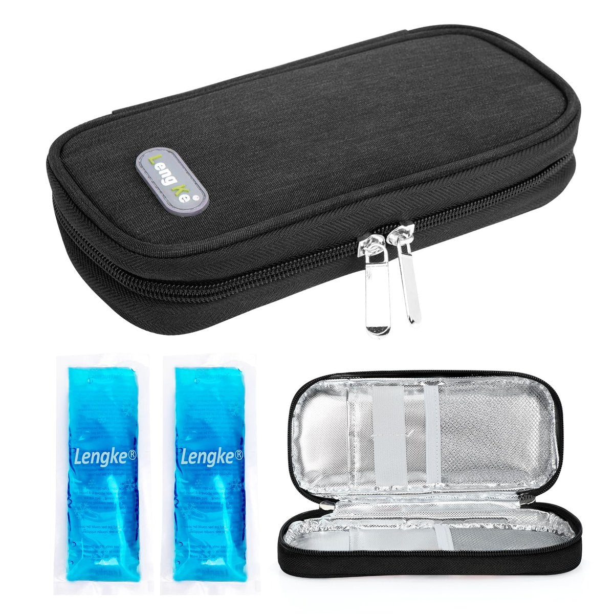 YOUSHARES Insulin Kühlbox Reiseetui - Diabetiker Etui Isoliert Organizer Tragbare Kühltasche für Insulin Pens und Medikamente Diabetiker Pflegezubehör mit 2 TSA-zugelassenen Kühlakkus (Schwarz)