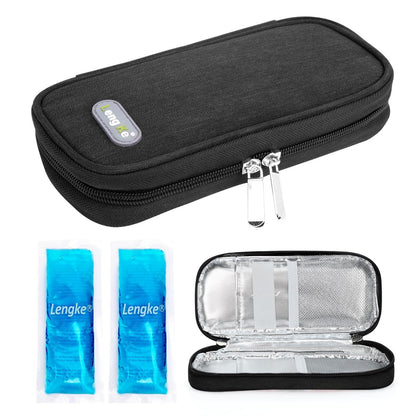 YOUSHARES Insulin Kühlbox Reiseetui - Diabetiker Etui Isoliert Organizer Tragbare Kühltasche für Insulin Pens und Medikamente Diabetiker Pflegezubehör mit 2 TSA-zugelassenen Kühlakkus (Schwarz)