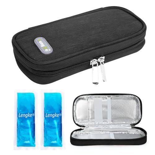 YOUSHARES Insulin Kühlbox Reiseetui - Diabetiker Etui Isoliert Organizer Tragbare Kühltasche für Insulin Pens und Medikamente Diabetiker Pflegezubehör mit 2 TSA-zugelassenen Kühlakkus (Schwarz)