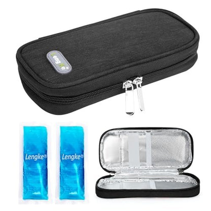 YOUSHARES Insulin Kühlbox Reiseetui - Diabetiker Etui Isoliert Organizer Tragbare Kühltasche für Insulin Pens und Medikamente Diabetiker Pflegezubehör mit 2 TSA-zugelassenen Kühlakkus (Schwarz)
