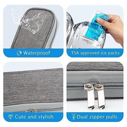 YOUSHARES Insulin-Kühltasche Reiseetui, Diabetiker-Reiseetui TSA-geprüft mit 2 Kühlakkus für GLP-1, Ozempic, Insulin-Pens und Insulinfläschchen für den täglichen Gebrauch und Reisen